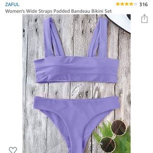 Zaful Lavender Purple Bandeau Bikini